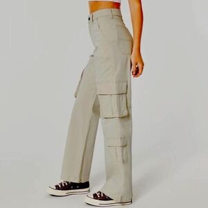 Wide Leg Khaki Hollister Ultra High Rise Dad Pant 15R /14R Cargo Grunge Y2K Sk8